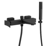 MISCELATORE MONOCOMANDO ESTERNO VASCA CON DEVIATORE AUTOMATICO E KIT DOCCIA – TANIK - Nero