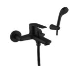 MISCELATORE MONOCOMANDO ESTERNO VASCA CON DEVIATORE E KIT DOCCIA – DRAKE - Nero