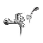 MISCELATORE MONOCOMANDO ESTERNO VASCA CON DEVIATORE E KIT DOCCIA – LOE - Cromo