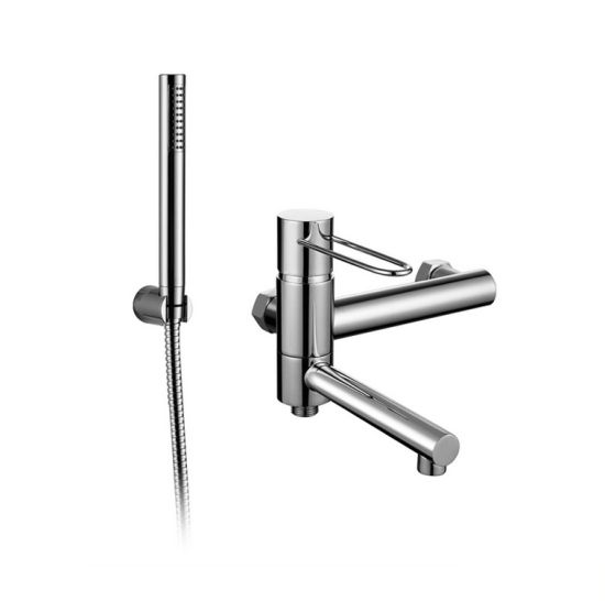 MISCELATORE MONOCOMANDO ESTERNO VASCA CON DEVIATORE E KIT DOCCIA – SILK