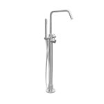 MISCELATORE MONOCOMANDO BORDO VASCA A PAVIMENTO CON BOCCA QUADRATA – ACCIARIUM - Acciaio satinato