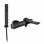 MISCELATORE MONOCOMANDO ESTERNO VASCA CON DEVIATORE AUTOMATICO E KIT DOCCIA – MY TIME - Nero