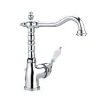 MISCELATORE MONOCOMANDO LAVABO CON LEVA LATERALE E BOCCA ANTICA GIREVOLE   – NYNA - Cromo