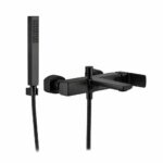 MISCELATORE MONOCOMANDO ESTERNO VASCA CON DEVIATORE E KIT DOCCIA – TIMELESS - Nero