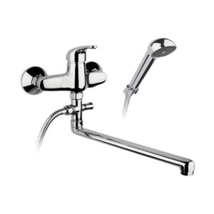 MISCELATORE LAVELLO A MURO CON CANNA OVALE GIREVOLE 30 CM, DEVIATORE AUTOMATICO E KIT DOCCIA– ART. 5693
