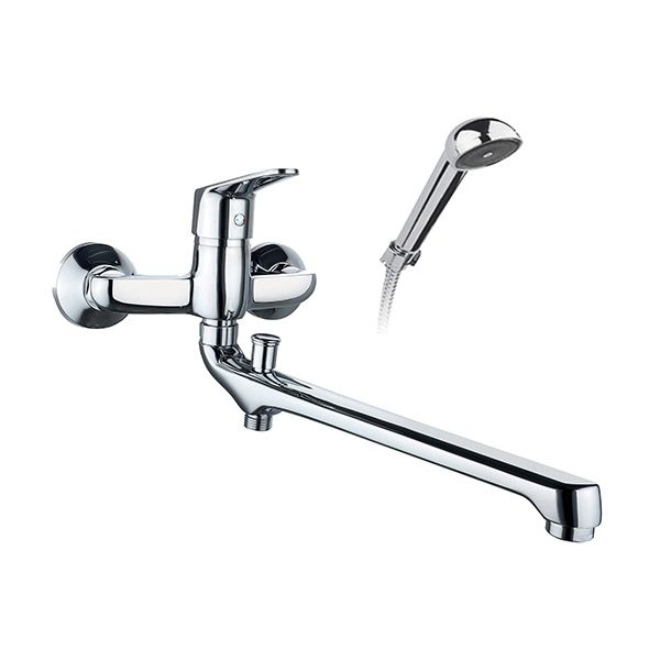 MISCELATORE LAVELLO A MURO CON CANNA OVALE GIREVOLE 30 CM, CON DEVIATORE AUTOMATICO E KIT DOCCIA, - ART. 9893