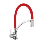 MISCELATORE MONOCOMANDO LAVELLO CON LEVA LATERALE E BOCCA GIREVOLE - ART. 8085 - Rosso