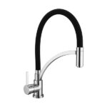MISCELATORE MONOCOMANDO LAVELLO CON LEVA LATERALE E BOCCA GIREVOLE - ART. 8085 - Nero