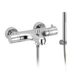 MISCELATORE TERMOSTATICO MONOBLOCCO CON DEVIATORE AUTOMATICO E KIT DOCCIA - ART. 5406 - Nichel spazzolato