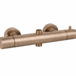 MISCELATORE TERMOSTATICO ESTERNO DOCCIA CON CARTUCCIA DEVIATRICE E DOPPIA USCITA DA “1/2” CON MANIGLIE IN METALLO – ART. 5137M - Radio opaco